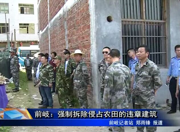 前岐：強制拆除侵占農田的違章建筑