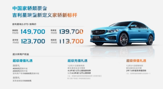 官方指導價11.37萬元起 吉利星瑞全網上市